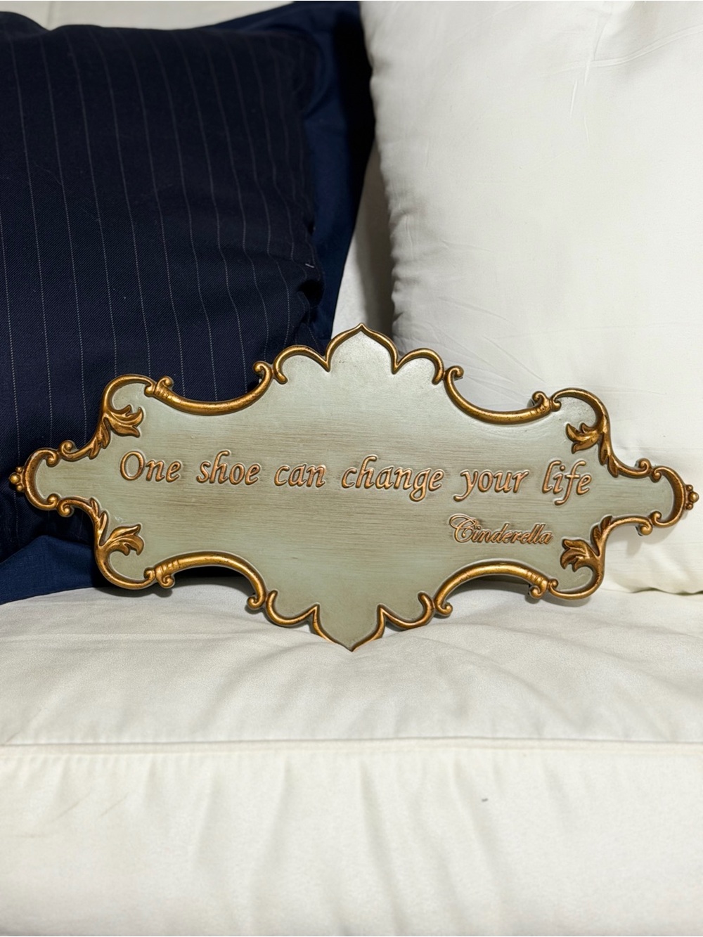 Disney Cinderella “One Shoe Can Change Your Life” 16" Resin Sign Plaque Wall Dec
